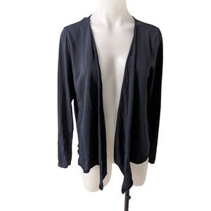 Pure J. Jill Medium Open Front Cardigan Navy Blue Lightweight Long Sleeves Modal